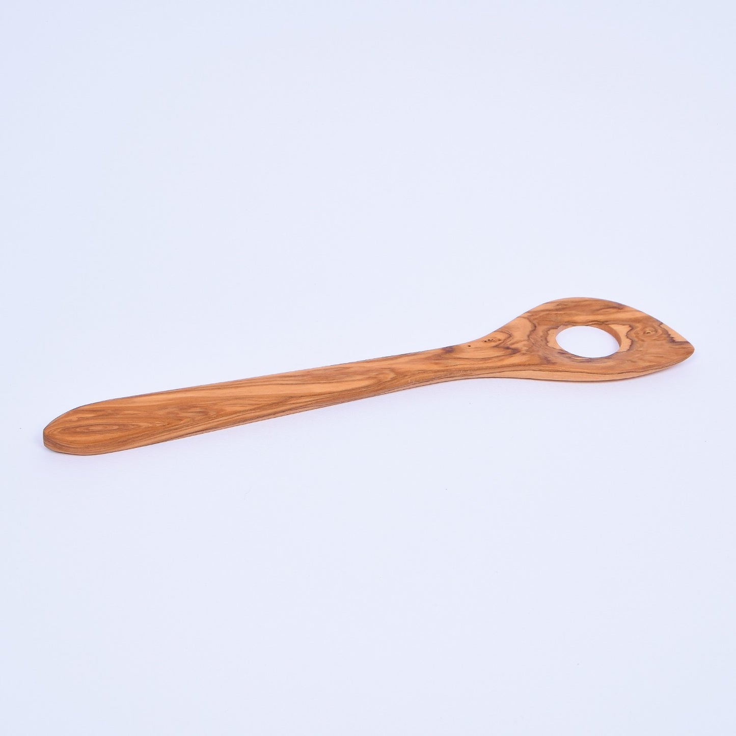 Olive Wood Risotto Spoon, Handmade Wooden Mixing Spoon with 1 hole - AKwood
