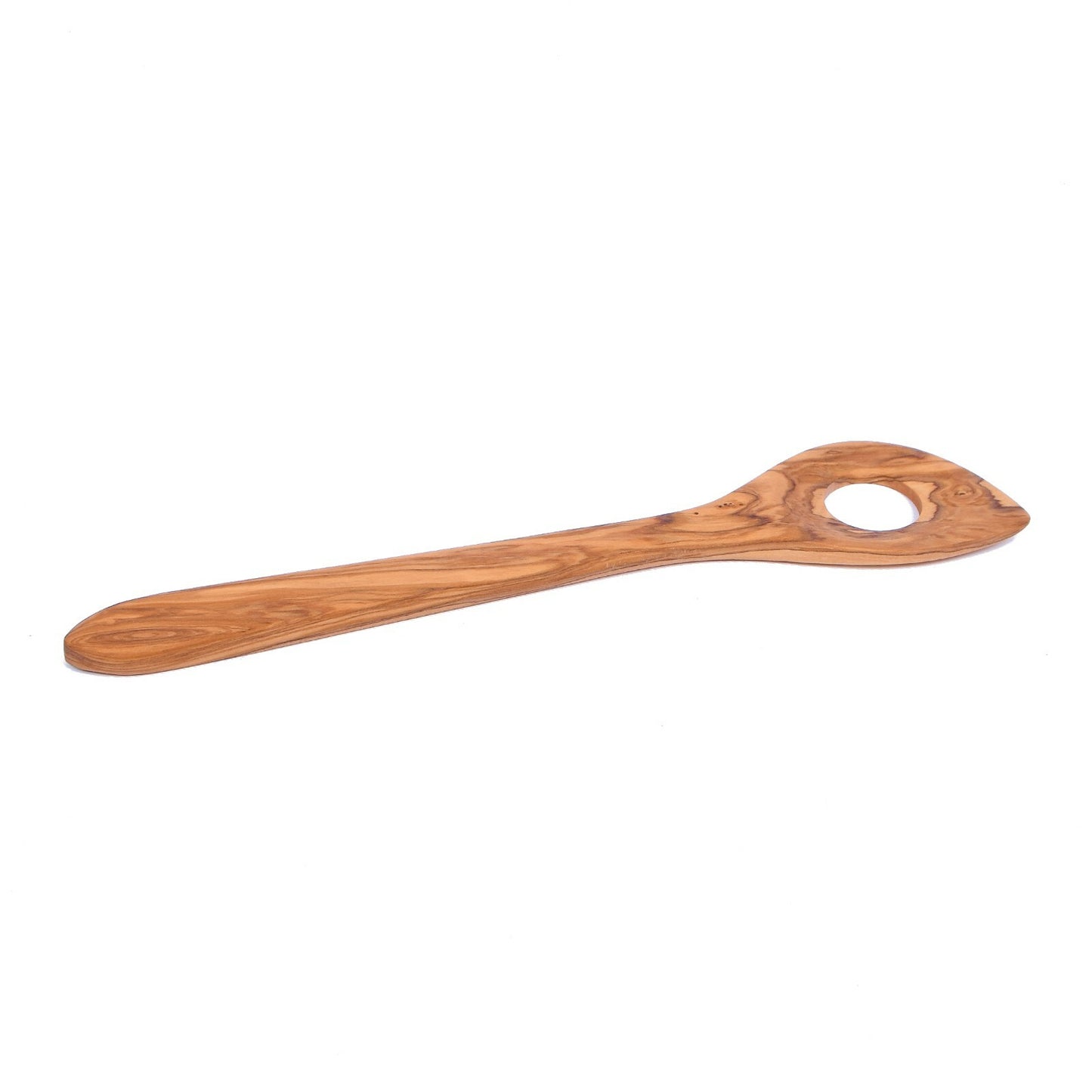 Olive Wood Risotto Spoon, Handmade Wooden Mixing Spoon with 1 hole - AKwood