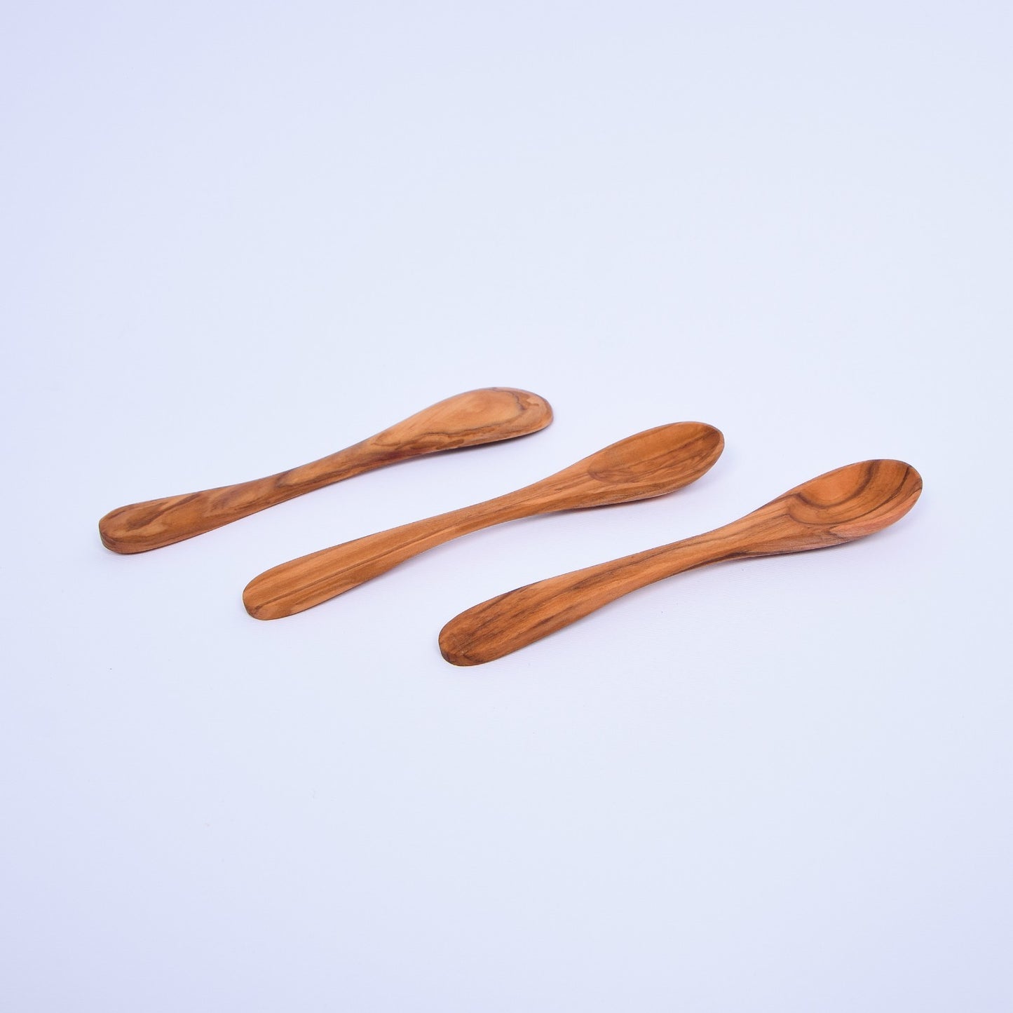 Wooden Jam Spoon / Salt spoon / Spice spoon - Hand carved Olive-Wood x 3 - 5.90"