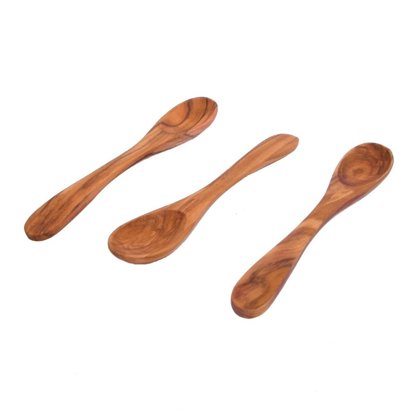 Wooden Jam Spoon / Salt spoon / Spice spoon - Hand carved Olive-Wood x 3 - 5.90"