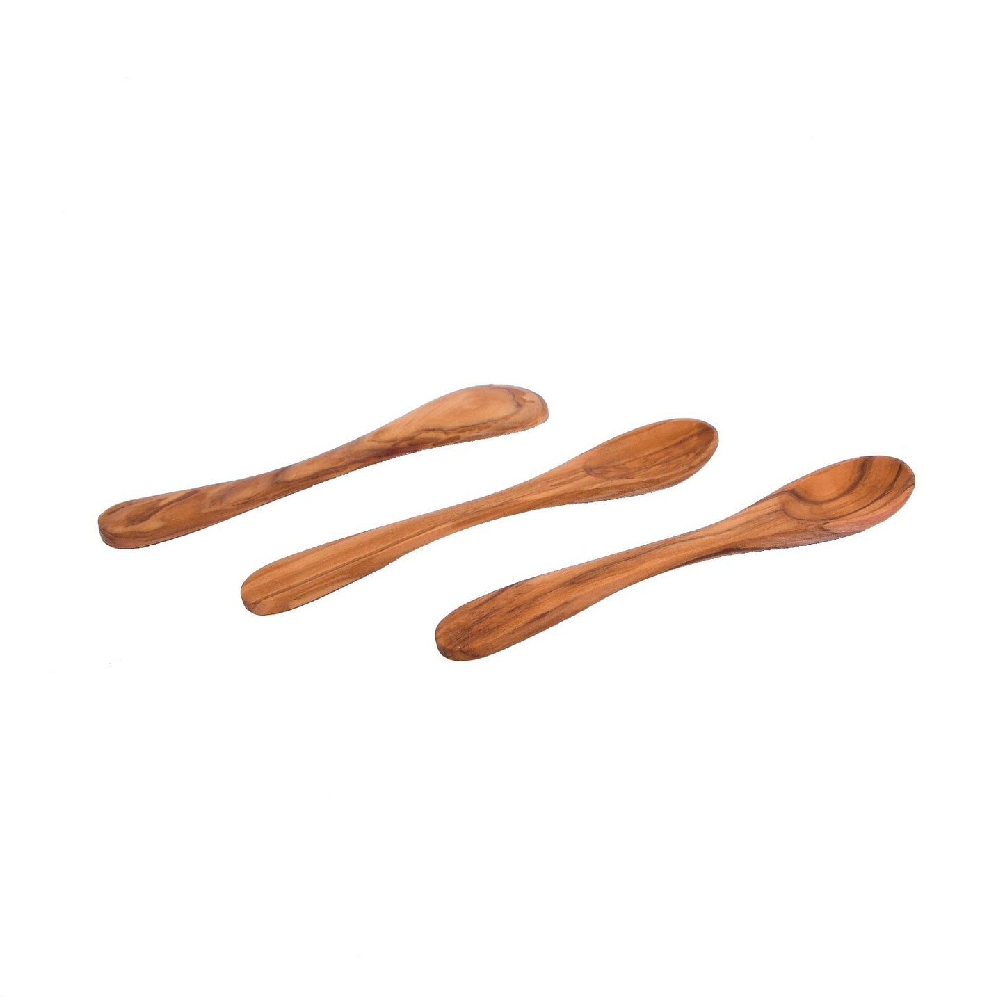 Wooden Jam Spoon / Salt spoon / Spice spoon - Hand carved Olive-Wood x 3 - 5.90"