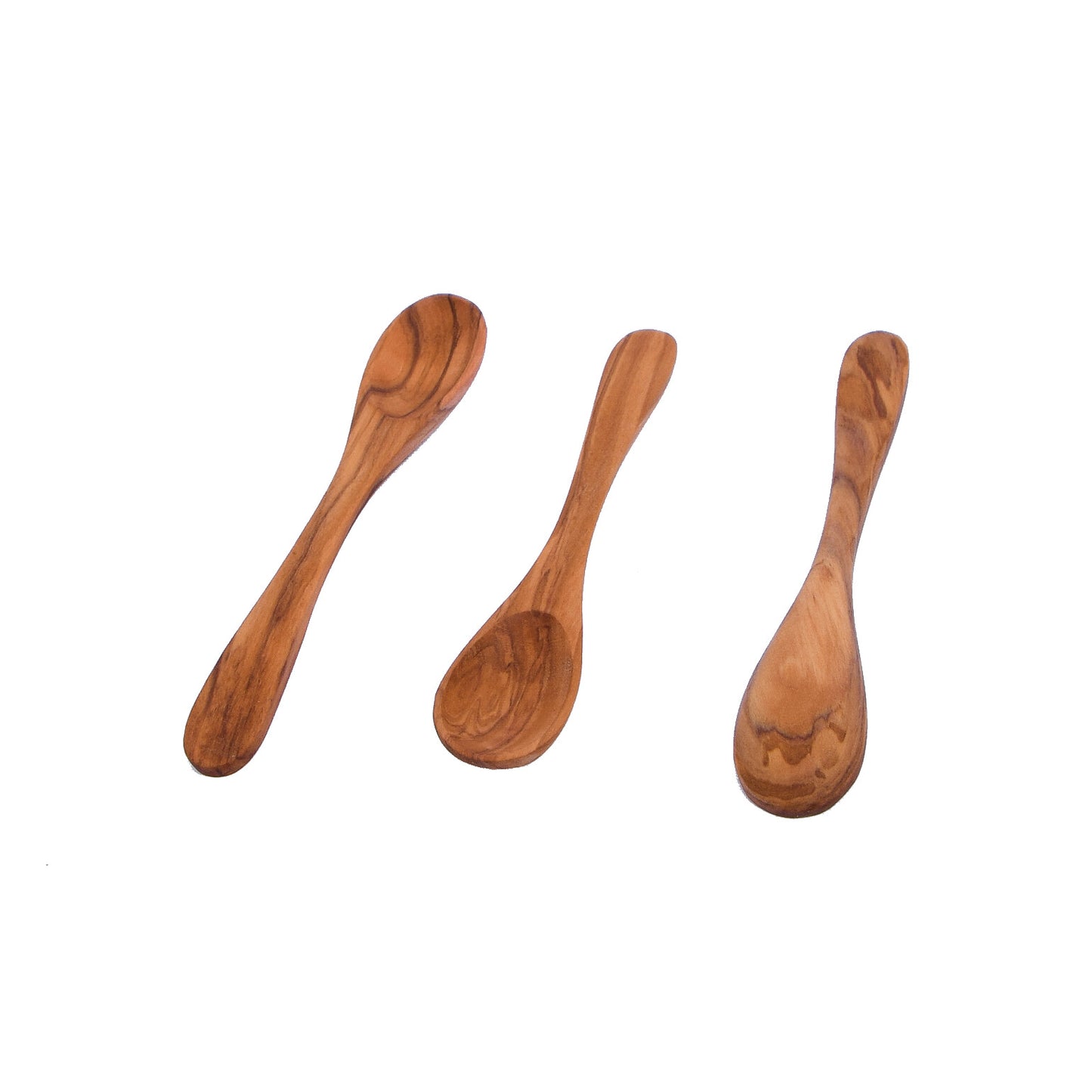 Wooden Jam Spoon / Salt spoon / Spice spoon - Hand carved Olive-Wood x 3 - 5.90"