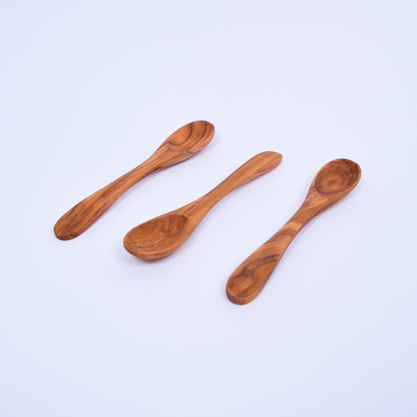 Wooden Jam Spoon / Salt spoon / Spice spoon - Hand carved Olive-Wood x 3 - 5.90"