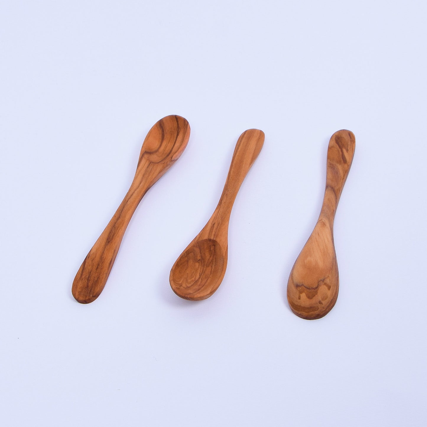Wooden Jam Spoon / Salt spoon / Spice spoon - Hand carved Olive-Wood x 3 - 5.90"